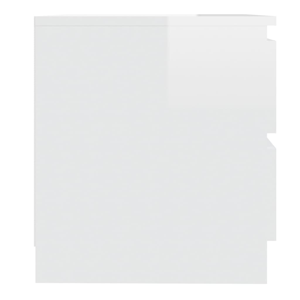 vidaXL Naktinė spintelė, baltos spalvos, 50x39x43,5cm, MDP, blizgi