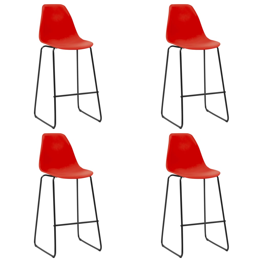vidaXL Baro baldų komplektas, 5 dalių, raudonos spalvos, plastikas