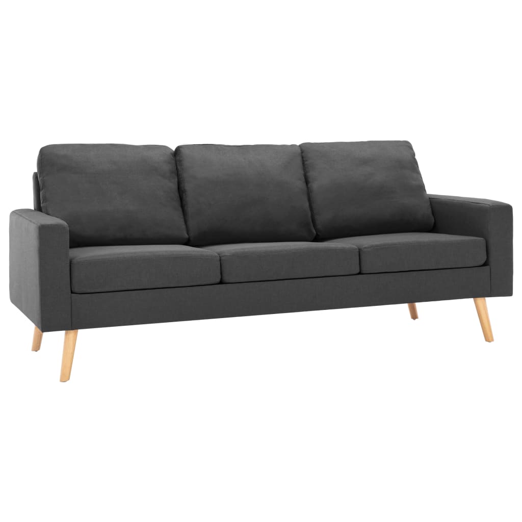 vidaXL Trivietė sofa, tamsiai pilkos spalvos, audinys
