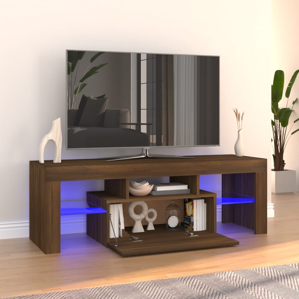 vidaXL Televizoriaus spintelė su LED, ruda ąžuolo, 120x35x40cm