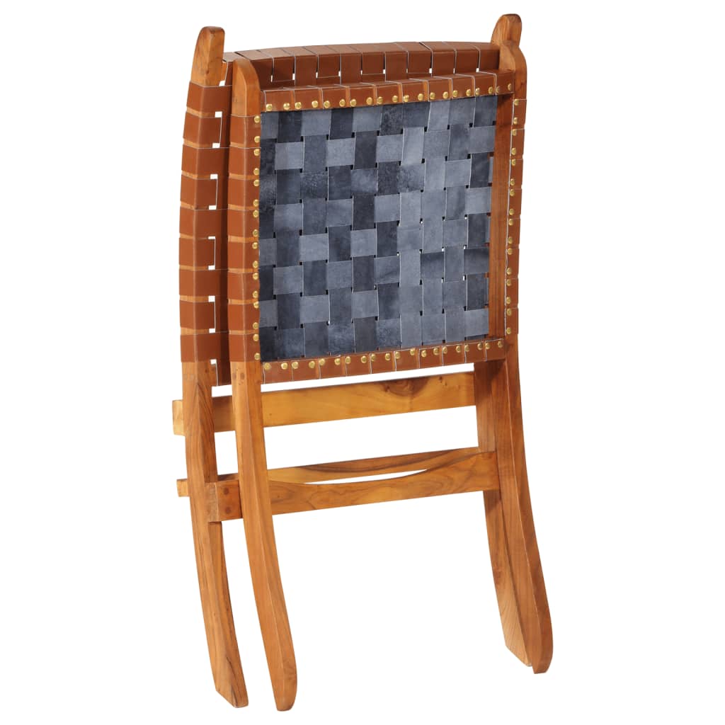 vidaXL Sulankstoma poilsio kėdė, rudos spalvos, tikra oda