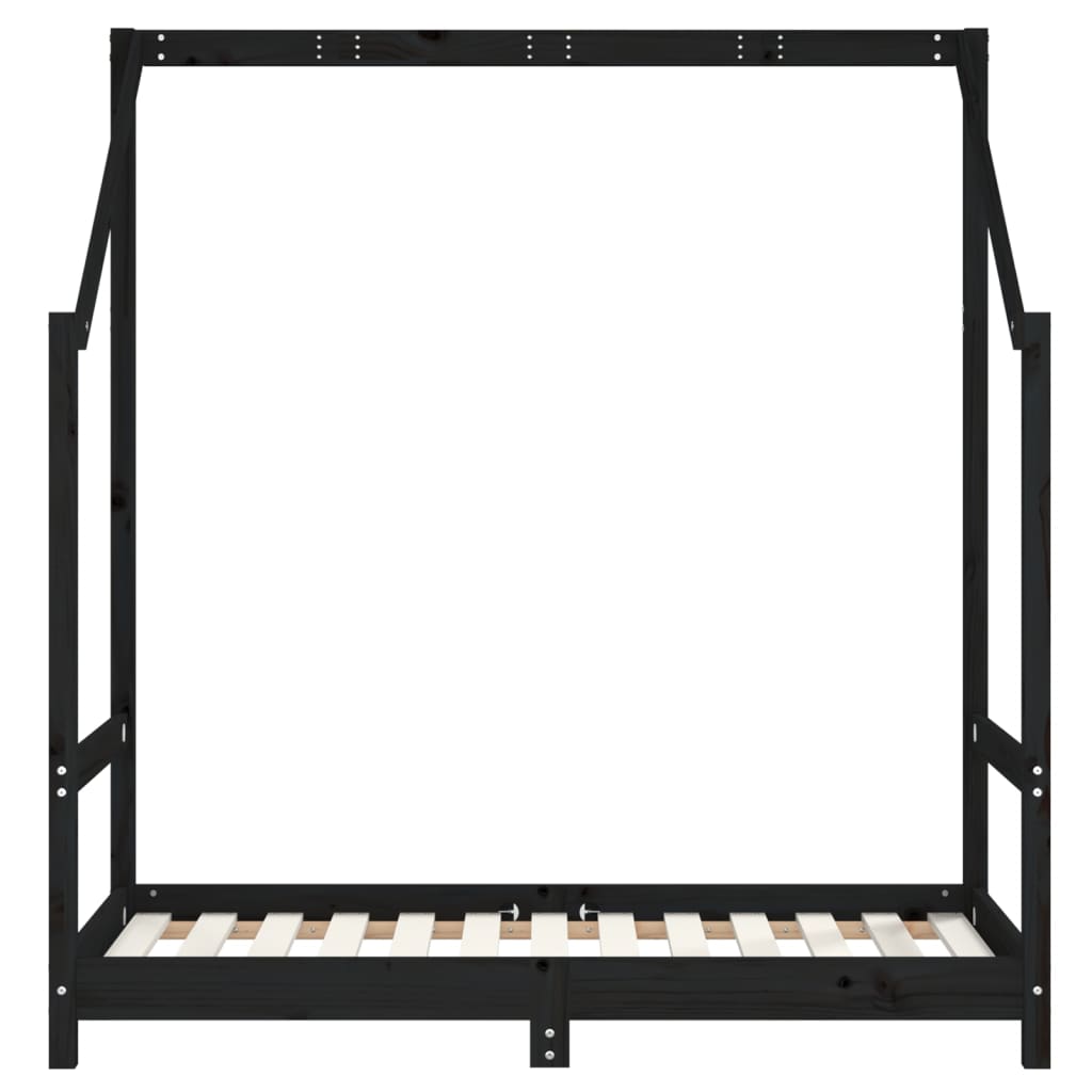 vidaXL Vaikiškos lovos rėmas, juodas, 2x(70x140)cm, pušies masyvas