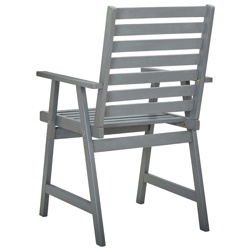 vidaXL Lauko valgomojo kėdės, 4vnt., pilkos, akacijos medienos masyvas