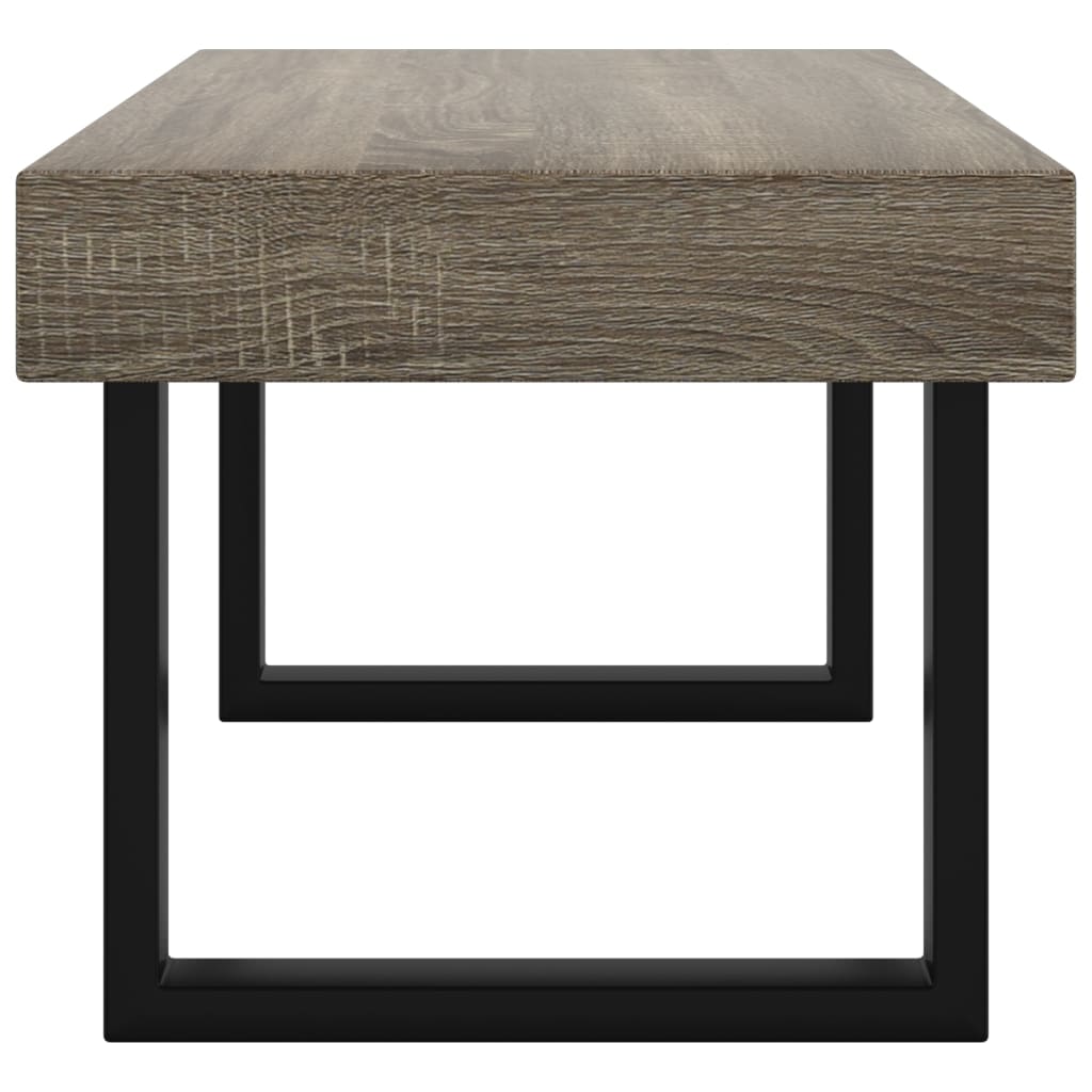 vidaXL Kavos staliukas, pilkas ir juodas, 90x45x40cm, MDF ir geležis