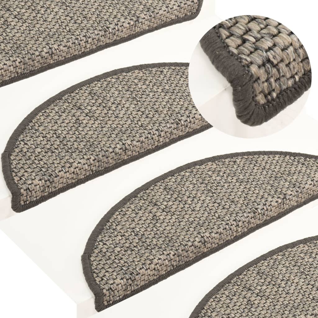 vidaXL Lipnūs laiptų kilimėliai, 15vnt., sidabrinės spalvos, 56x17x3cm