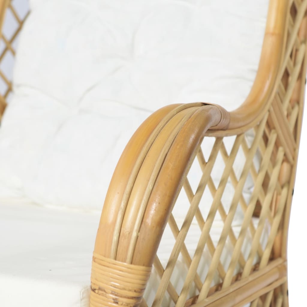 vidaXL Krėslas su pagalvėlėmis, natūralus ratanas ir linas