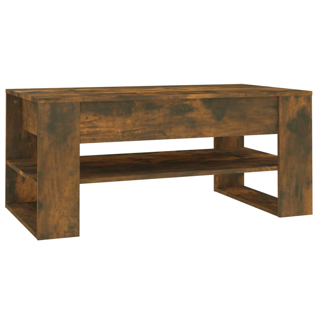 vidaXL Kavos staliukas, dūminio ąžuolo, 102x55x45cm, apdirbta mediena