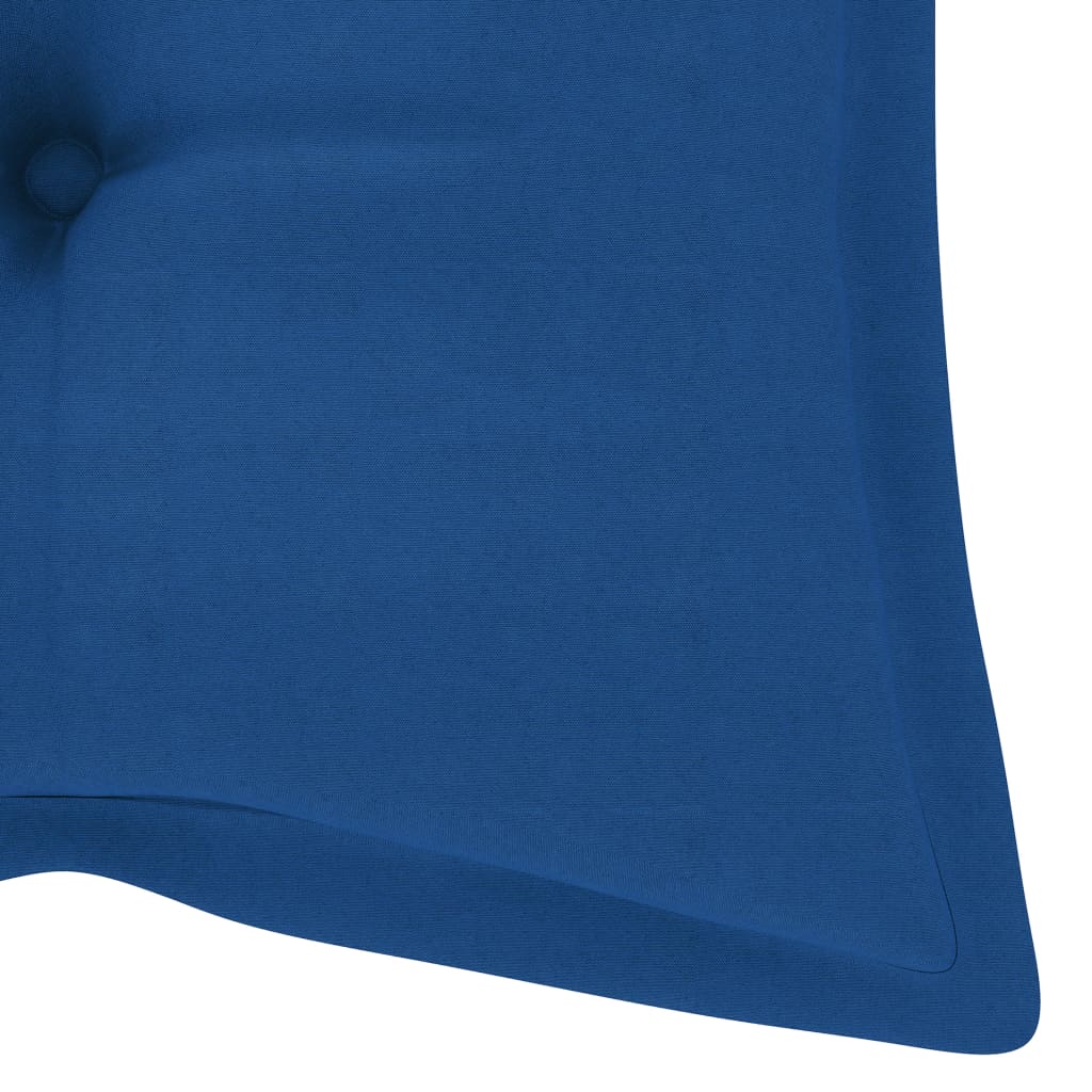 vidaXL Supamas suoliukas su mėlynos spalvos pagalvėle, 120cm, tikmedis