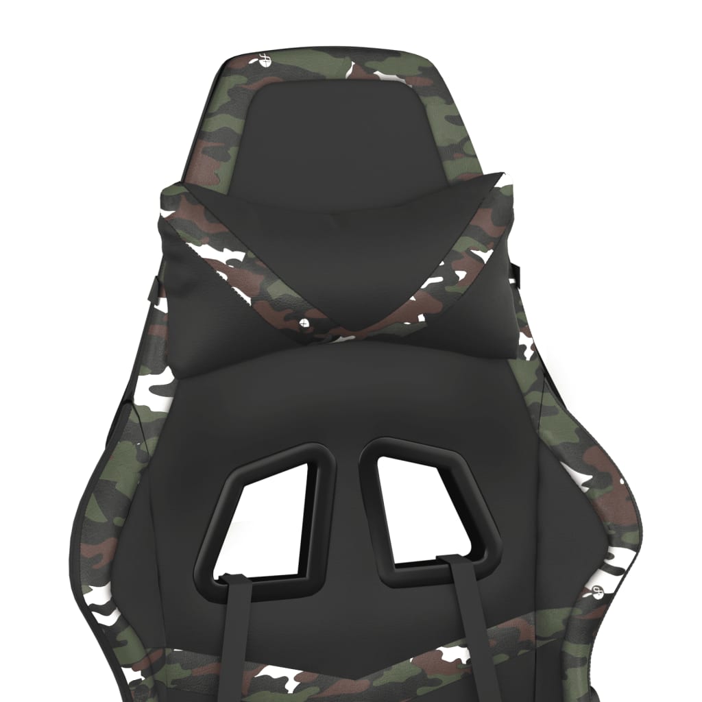 vidaXL Masažinė žaidimų kėdė, juoda ir kamufliažinė, dirbtinė oda
