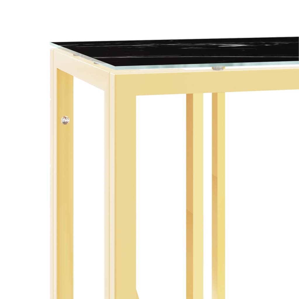 vidaXL Konsolinis staliukas, auksinis, 110x30x70cm, plienas ir stiklas