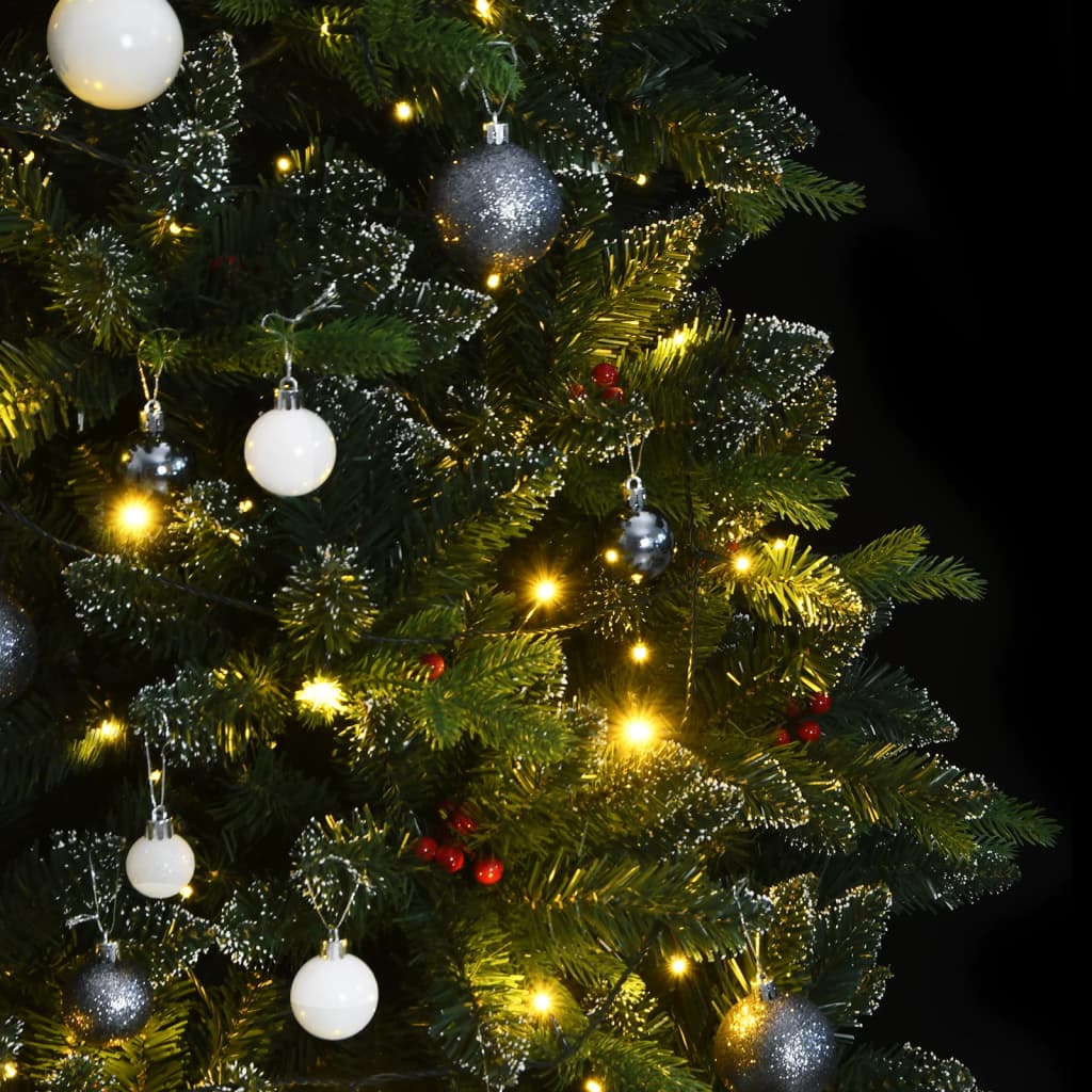 vidaXL Kalėdų eglutė su šarnyrinėmis šakomis/LED/žaisliukais, 210cm
