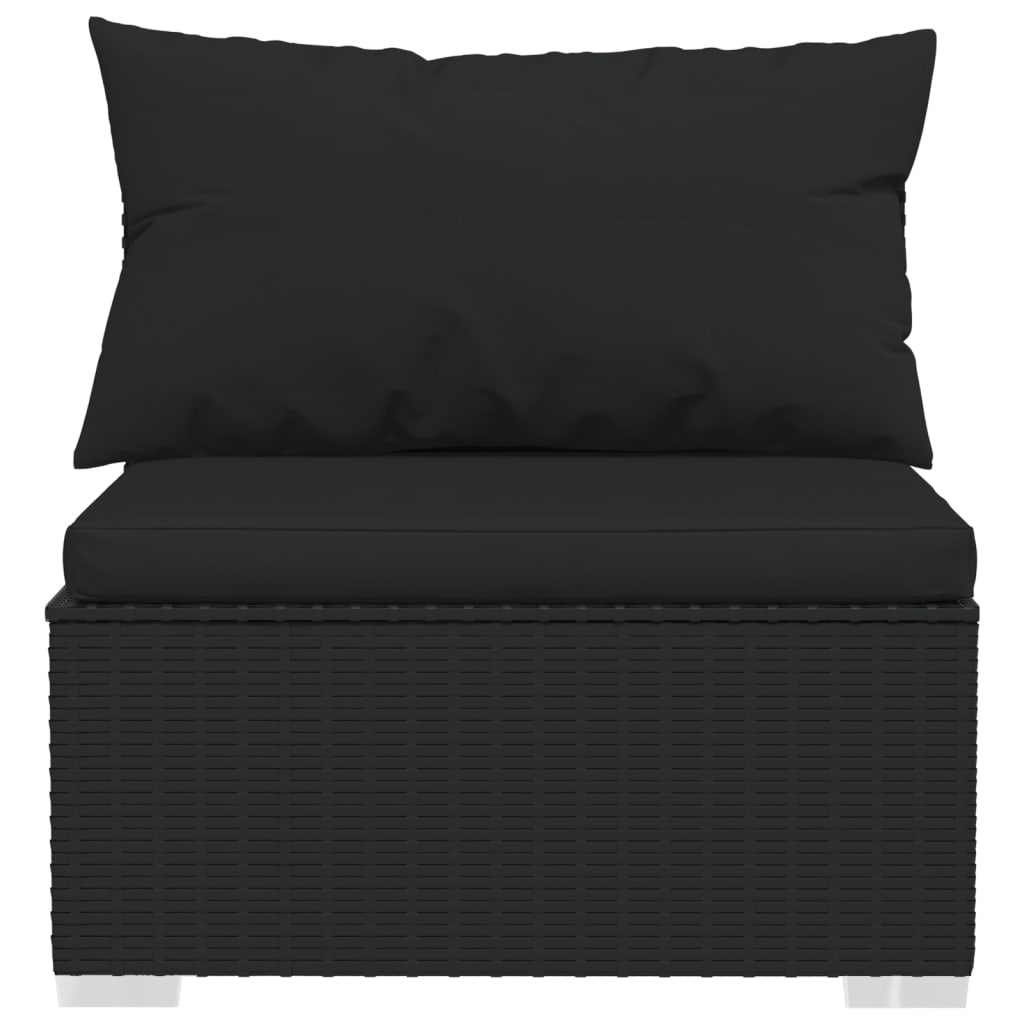 vidaXL Sodo komplektas su pagalvėlėmis, 8 dalių, juodas, poliratanas