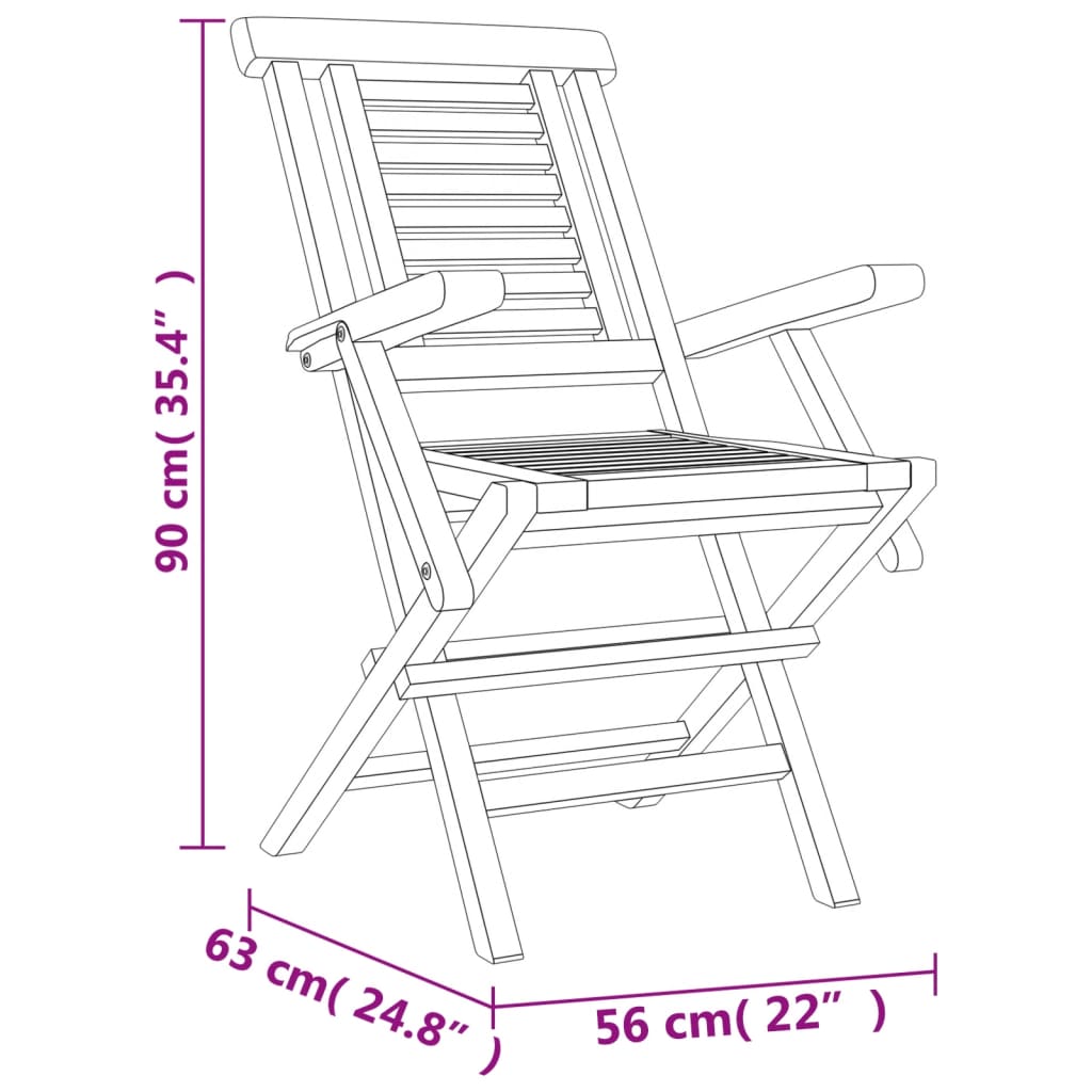 vidaXL Sulankstomos sodo kėdės, 2vnt., 56x63x90cm, tikmedžio masyvas