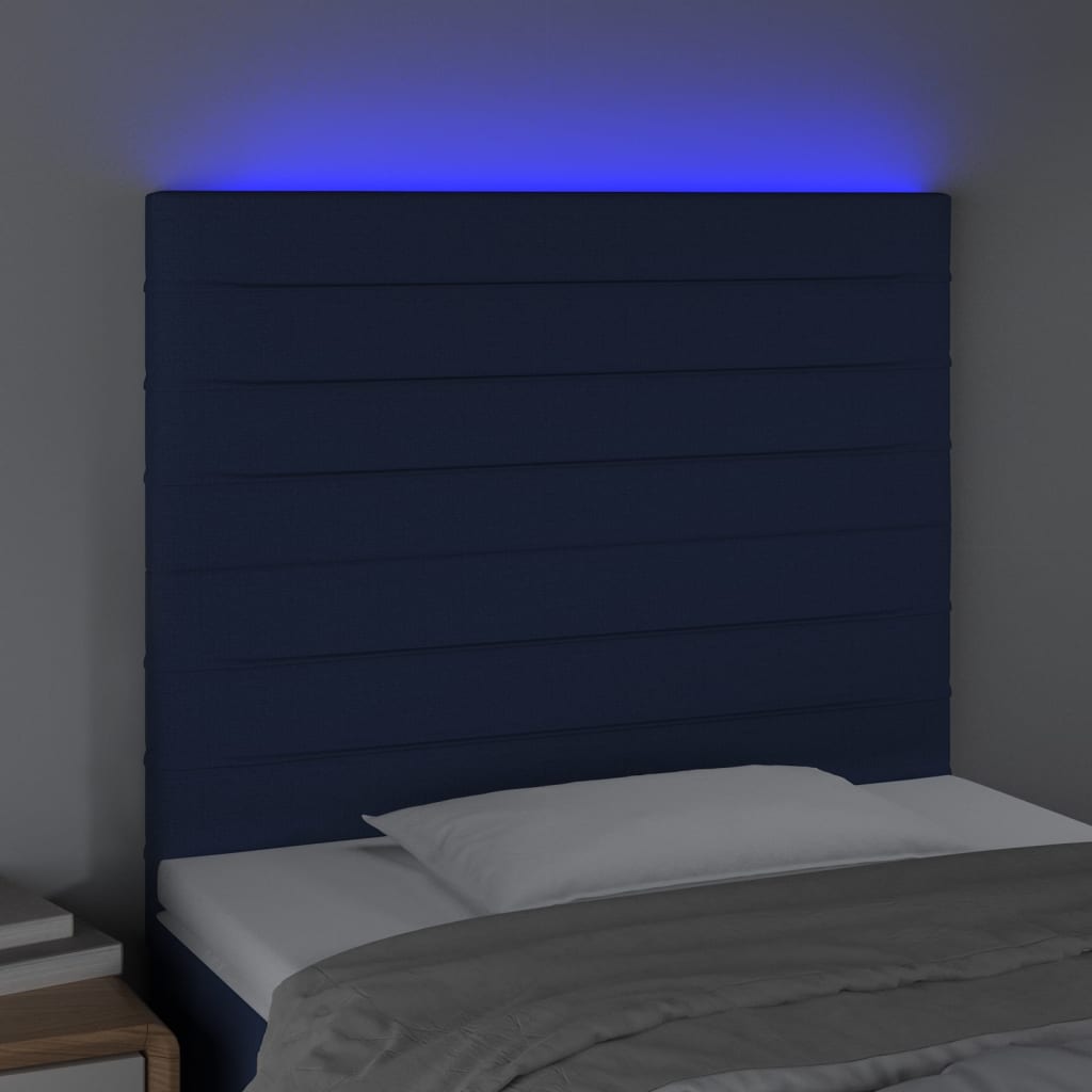 vidaXL Galvūgalis su LED, mėlynos spalvos, 80x5x118/128cm, audinys