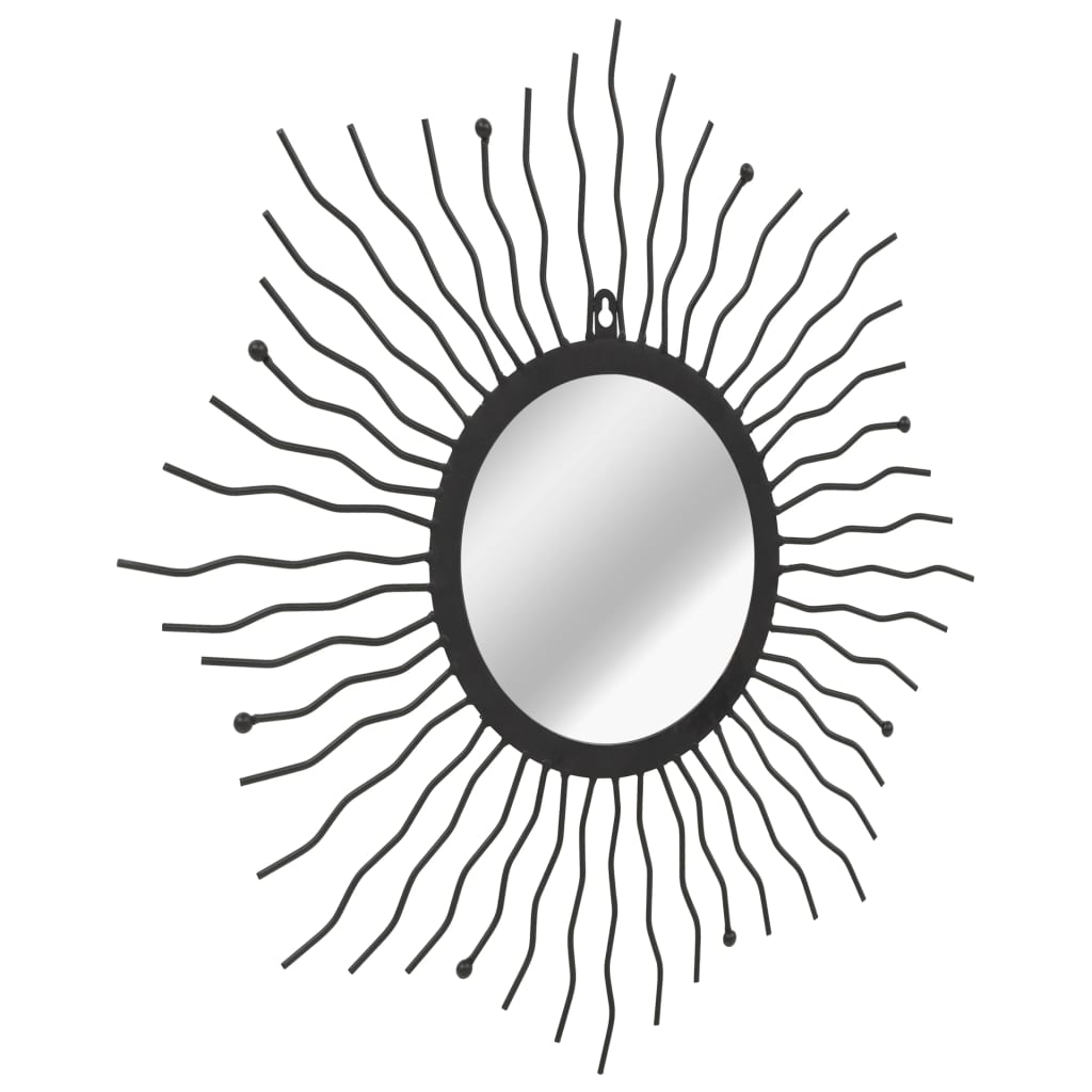 vidaXL Sieninis veidrodis, juodos spalvos, 60cm, su saulės spinduliais
