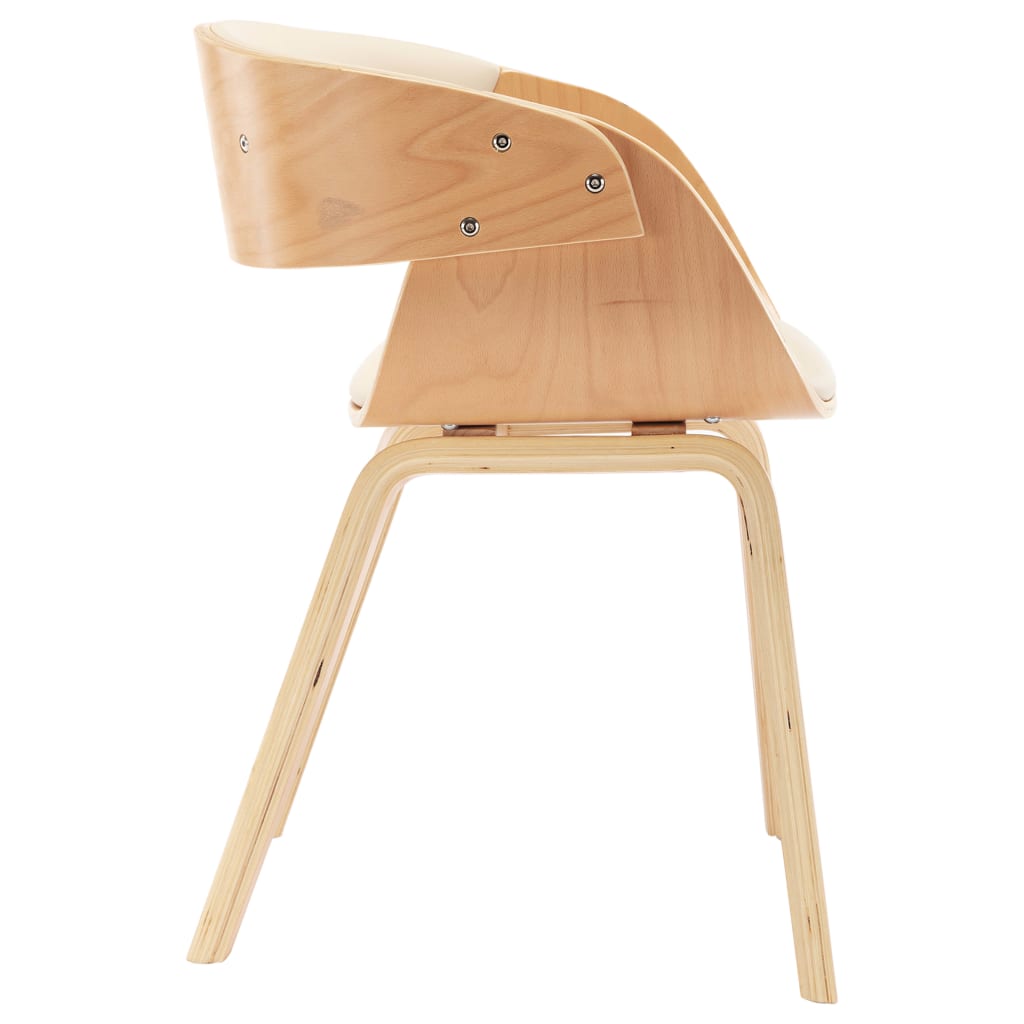 vidaXL Valgomojo kėdė, kreminė sp., išlenkta mediena ir dirbt. oda
