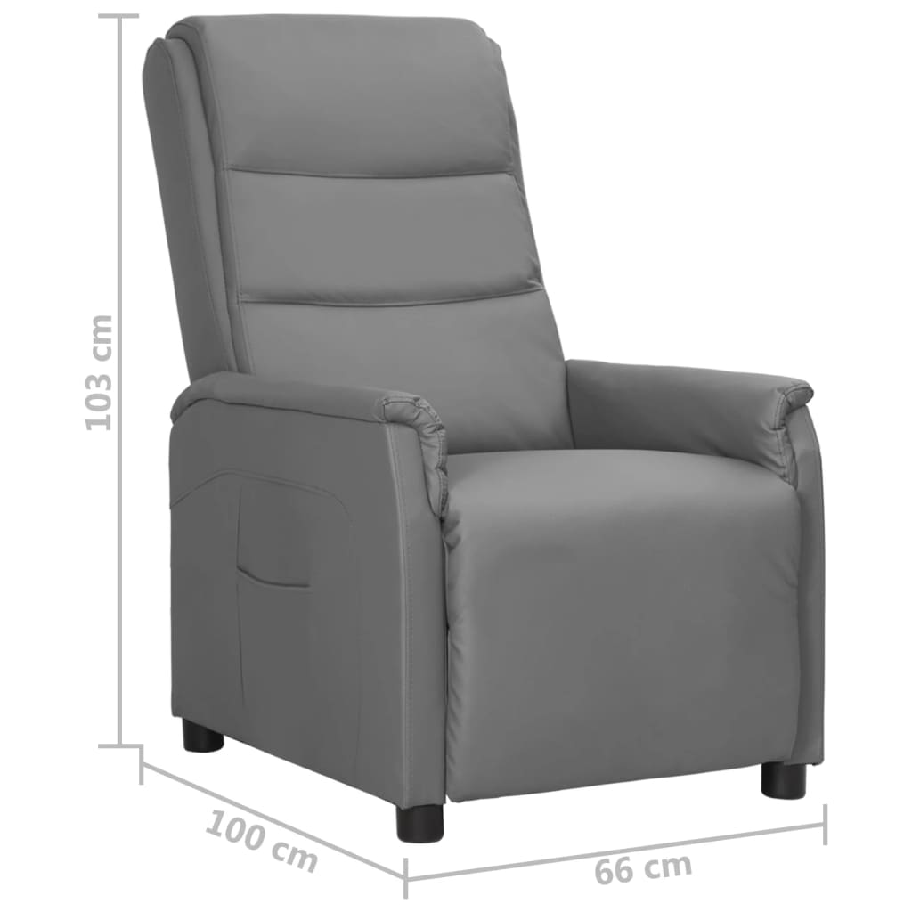 vidaXL Atlošiamas krėslas, pilkos spalvos, dirbtinė oda
