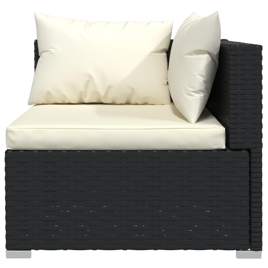 vidaXL Dvivietė sofa su pagalvėlėmis, juodos spalvos, poliratanas