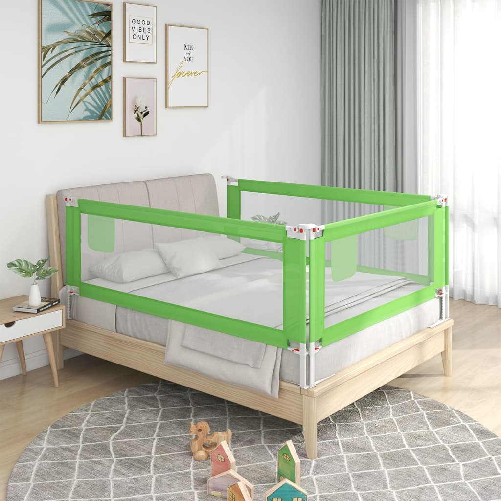 vidaXL Apsauginis turėklas vaiko lovai, žalias, 140x25cm, audinys