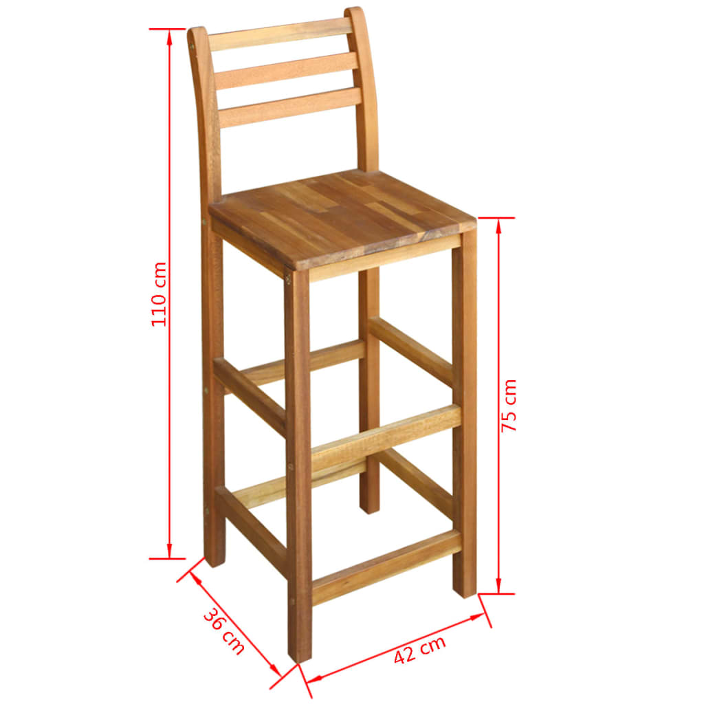 vidaXL Baro kėdės, 2 vnt., akacijos medienos masyvas