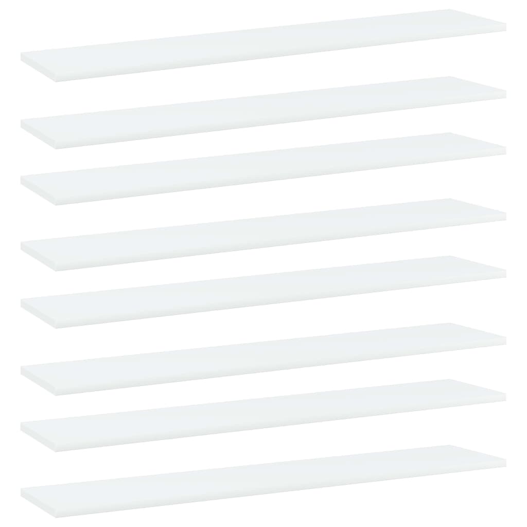 vidaXL Knygų lentynos plokštės, 8vnt., baltos, 100x20x1,5cm, MDP