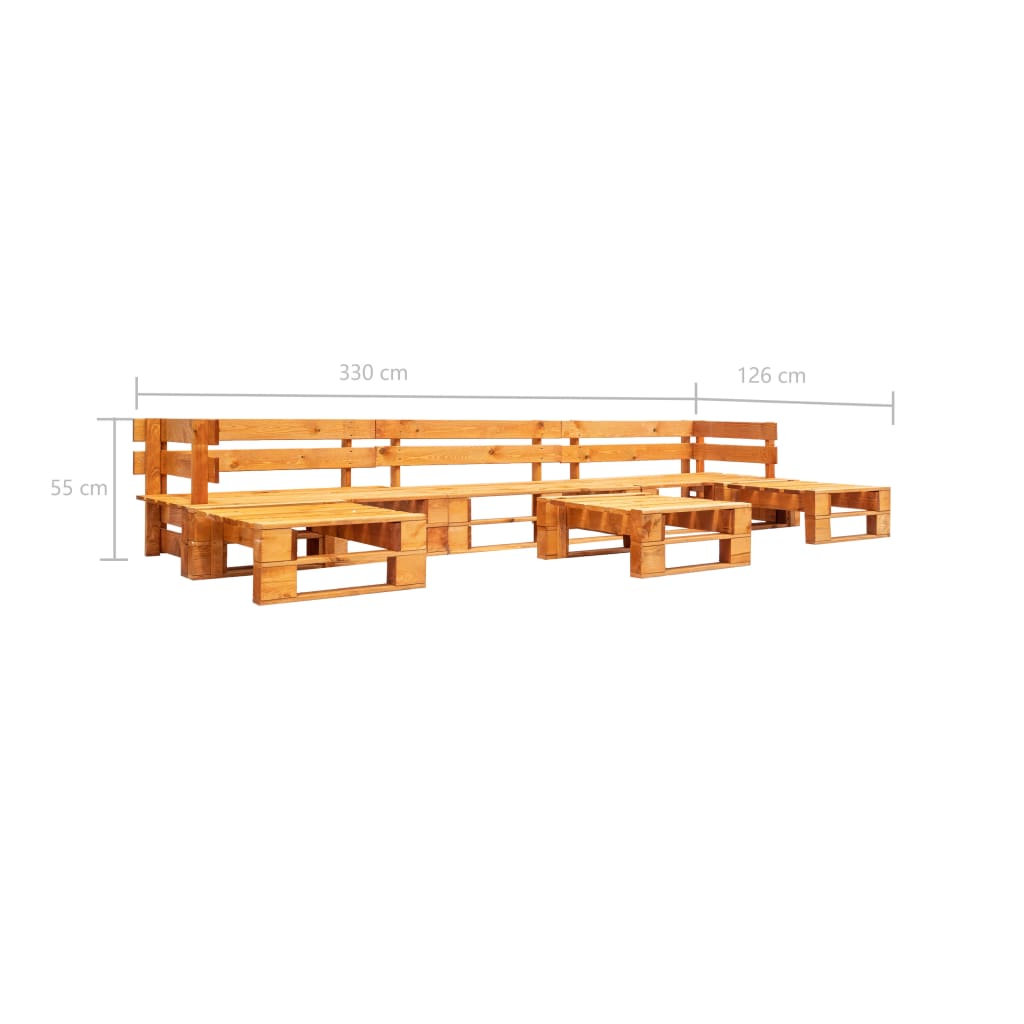 vidaXL Sodo komplektas iš palečių, 6 dalių, medaus ruda, mediena