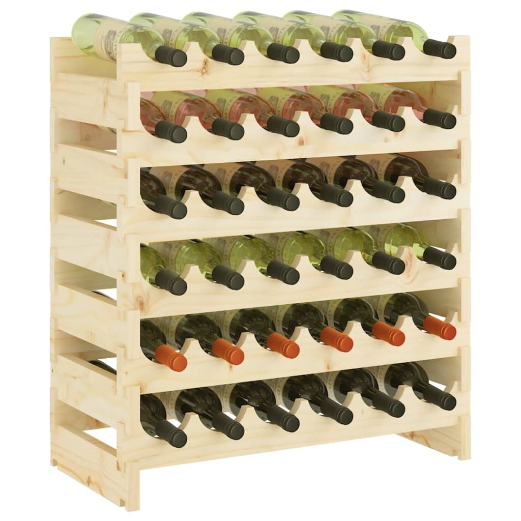 vidaXL Vyno butelių stovas, 65x29x68 cm, pušies medienos masyvas