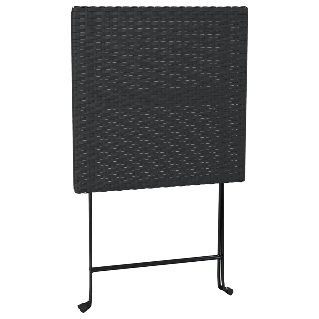 vidaXL Sulankstomas bistro stalas, juodas, 55x54x71cm, poliratanas