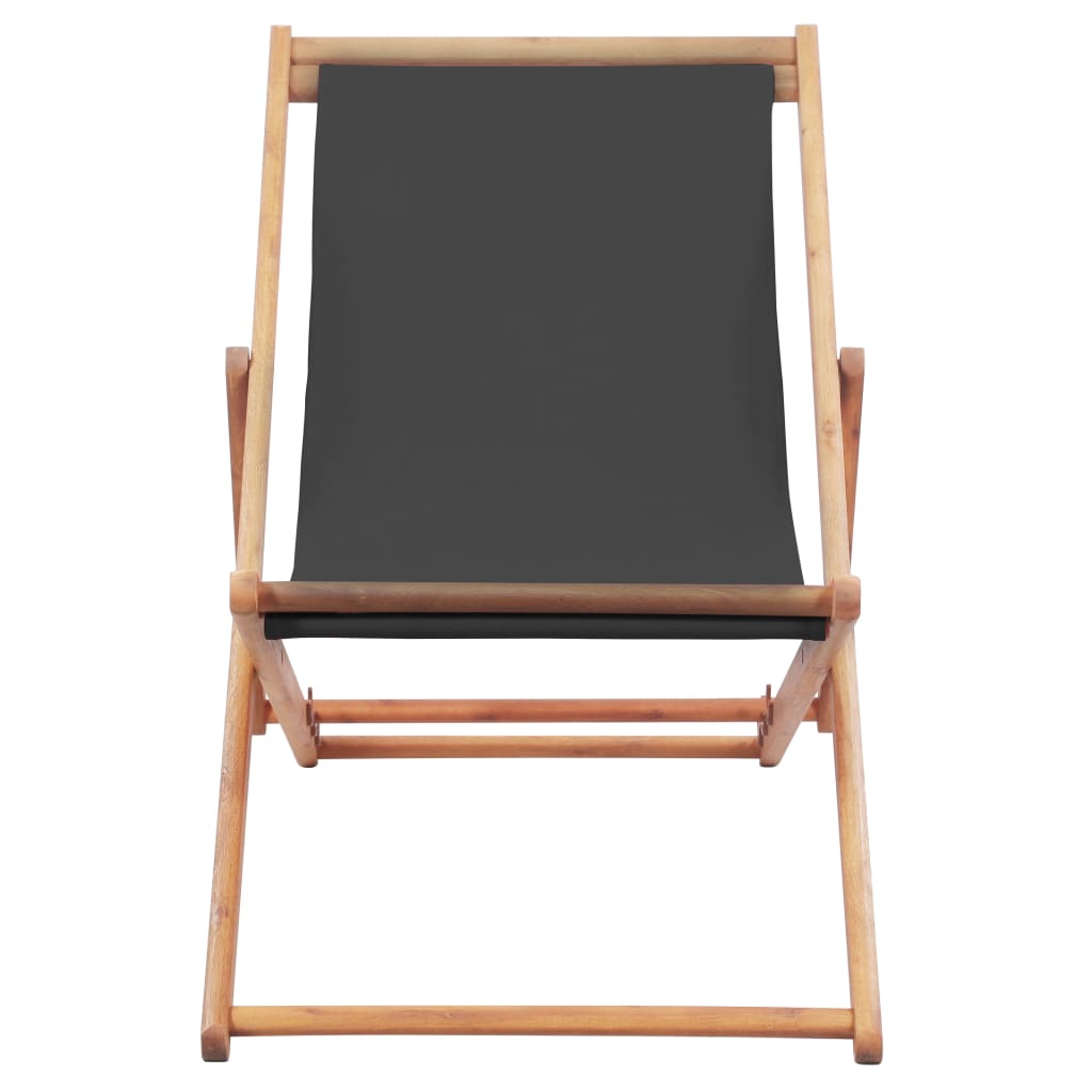 vidaXL Sulankstoma paplūdimio kėdė, audinys ir medinis rėmas, pilka