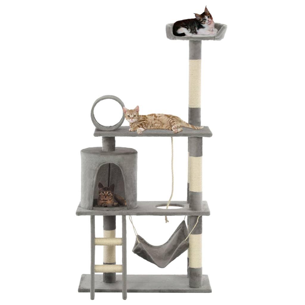 vidaXL Draskyklė kat. su stovais iš sizalio, 140cm, pilkos spalvos