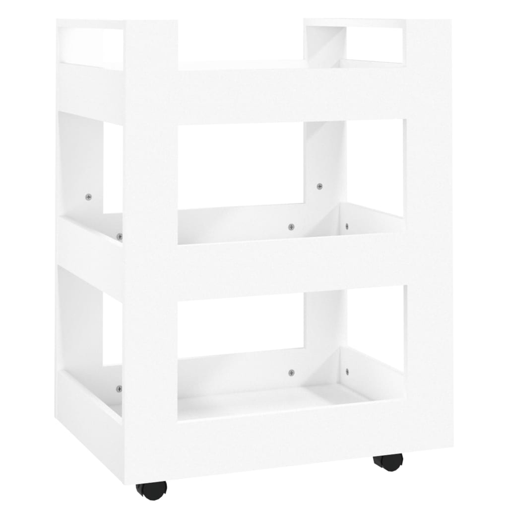 vidaXL Virtuvės vežimėlis, baltas, 60x45x80cm, apdirbta mediena