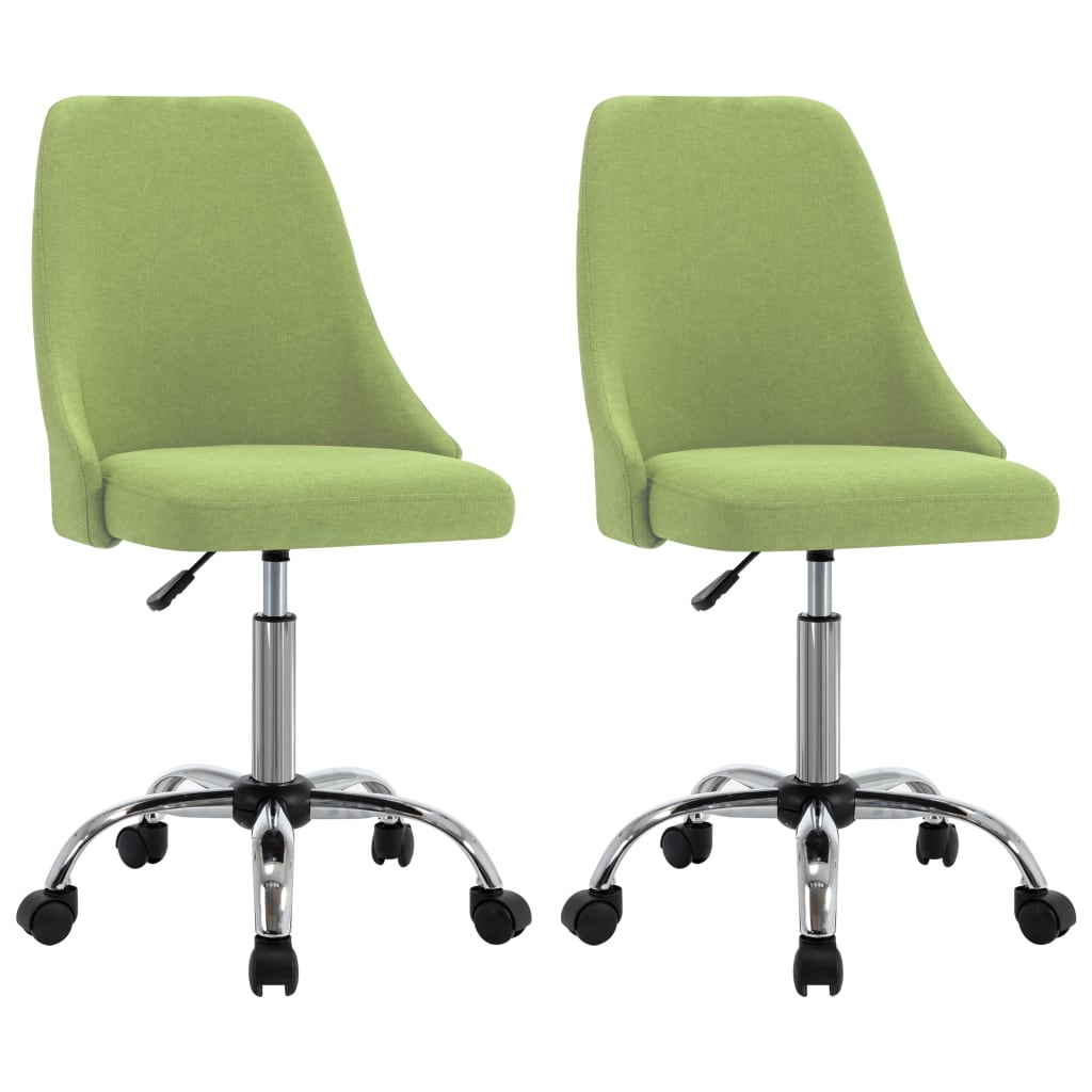vidaXL Biuro kėdės su ratukais, 2vnt., žalios, audinys (323231)