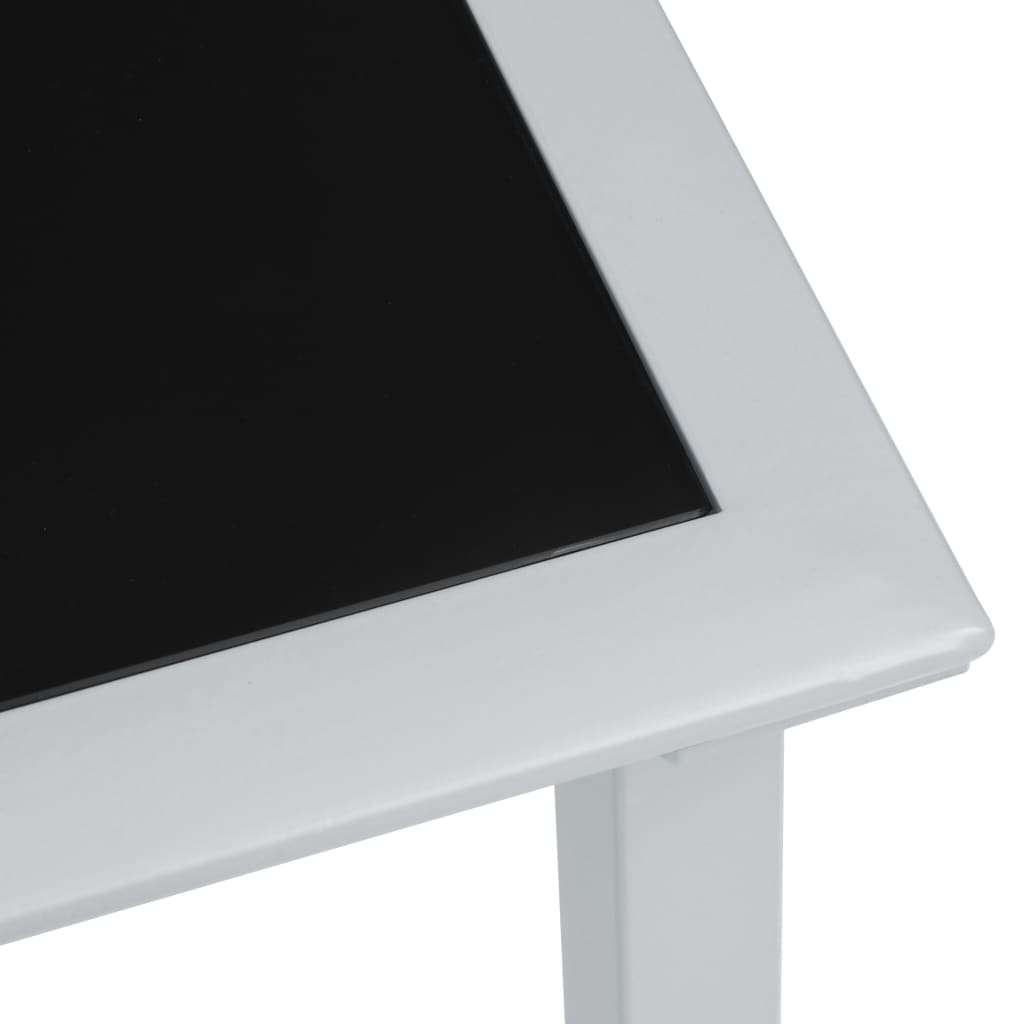 vidaXL Sodo stalas, juodas/sidabrinis, 41x41x45cm, plienas ir stiklas