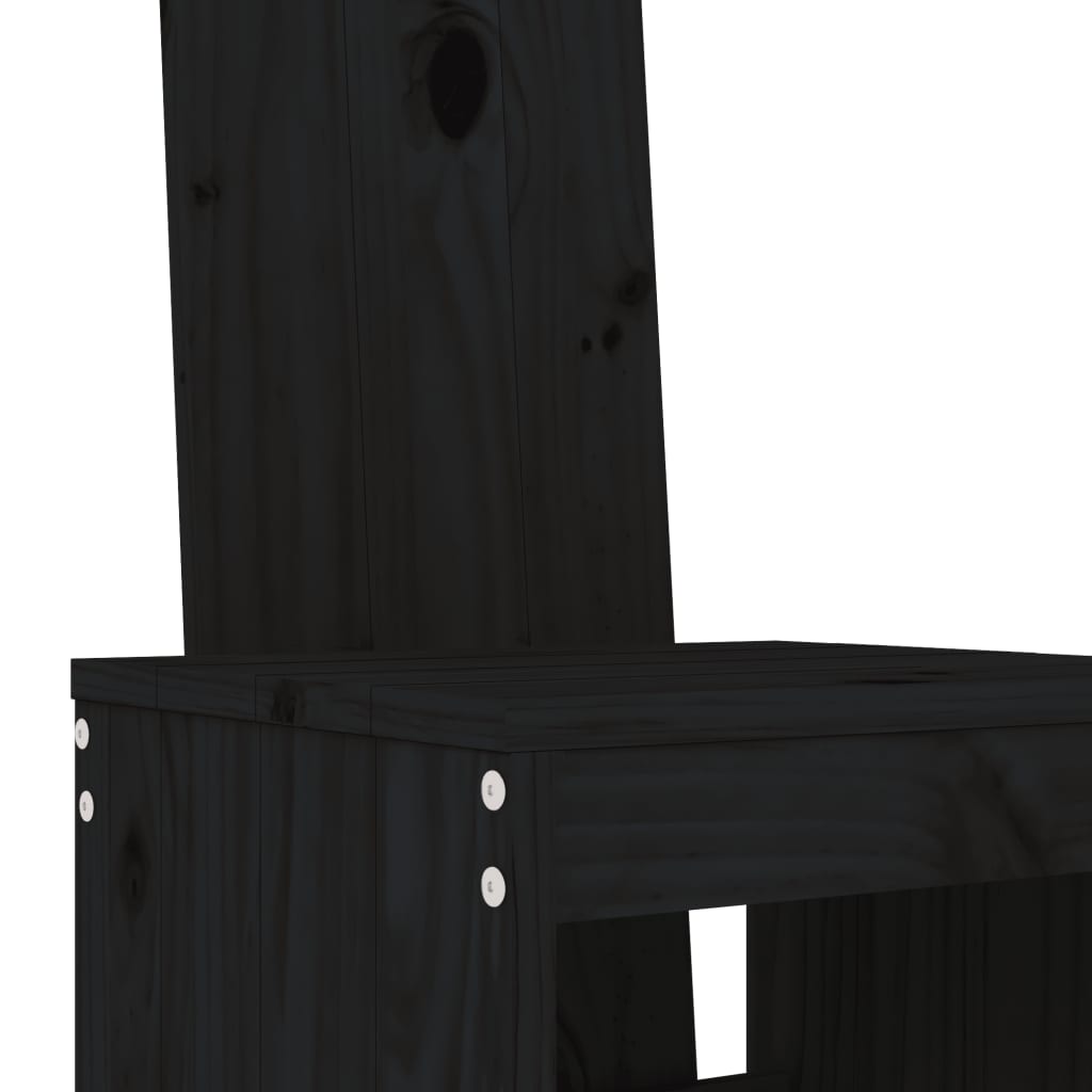 vidaXL Baro taburetės, 2vnt., juodos, 40x42x120cm, pušies masyvas