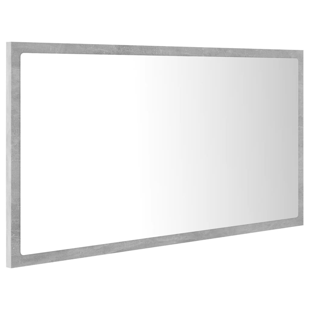 vidaXL Vonios kambario LED veidrodis, betono, 80x8,5x37cm, akrilas