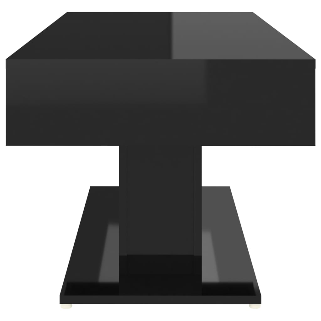 vidaXL Kavos staliukas, juodos spalvos, 96x50x45cm, MDP, blizgus
