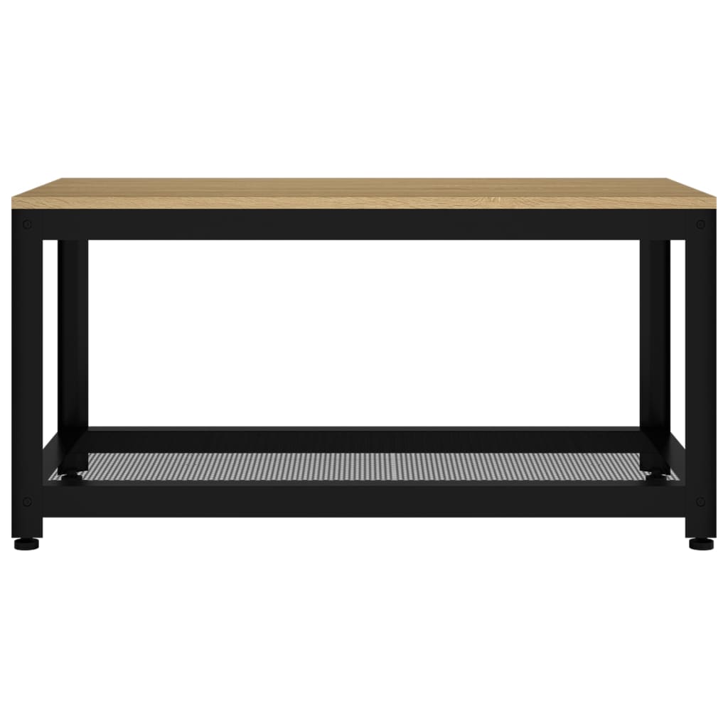 vidaXL Kavos staliukas, šviesiai rudas/juodas, 90x45x45cm, MDF/geležis