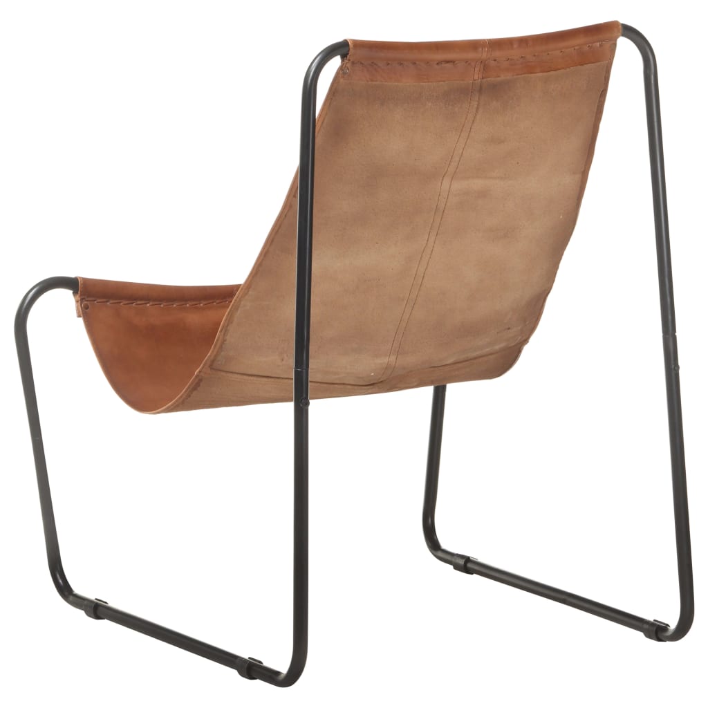 vidaXL Poilsio kėdė, rudos spalvos, tikra oda