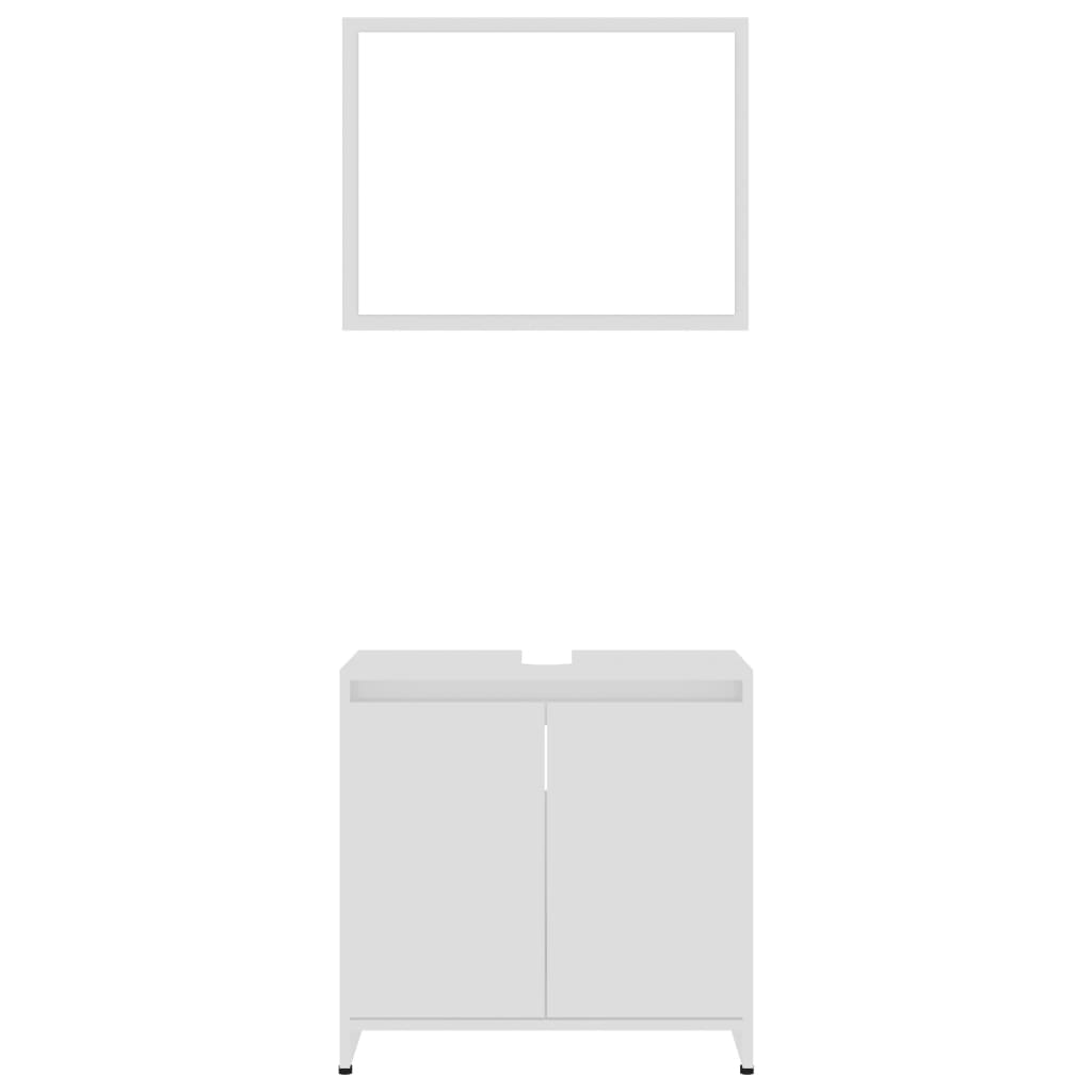 vidaXL Vonios kambario baldų komplektas, 3 dalių, baltas, MDP, blizgus