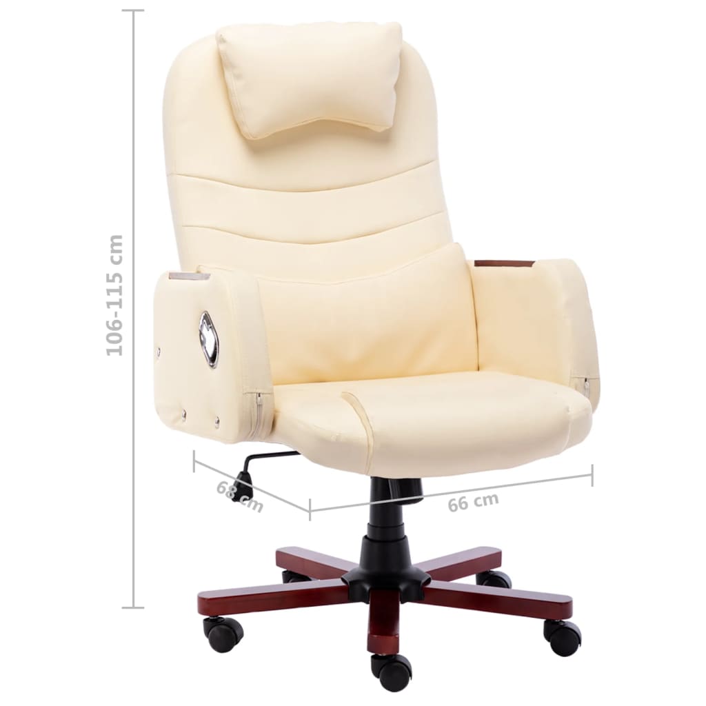 vidaXL Biuro kėdė, kreminės spalvos, dirbtinė oda