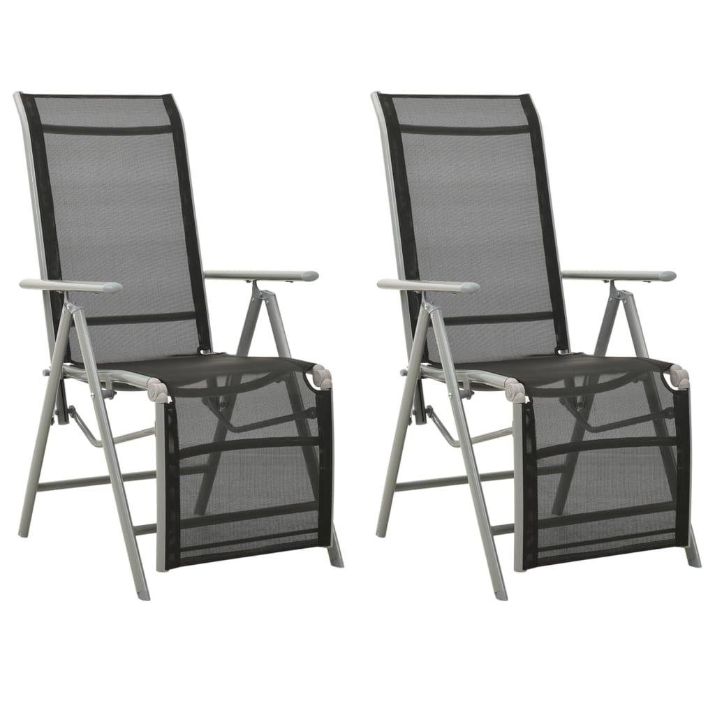 vidaXL Sodo kėdės, 2vnt., sidabrinės, tekstilenas ir aliuminis