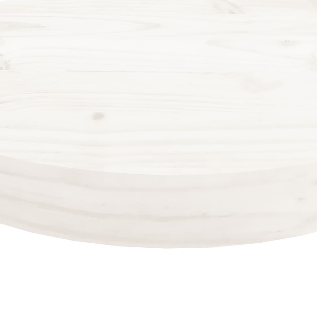 vidaXL Stalviršis, baltas, 30x3cm, pušies medienos masyvas, apskritas