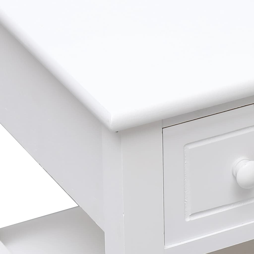 vidaXL Šoninis staliukas, baltas, 40x40x40cm, paulovnijos mediena