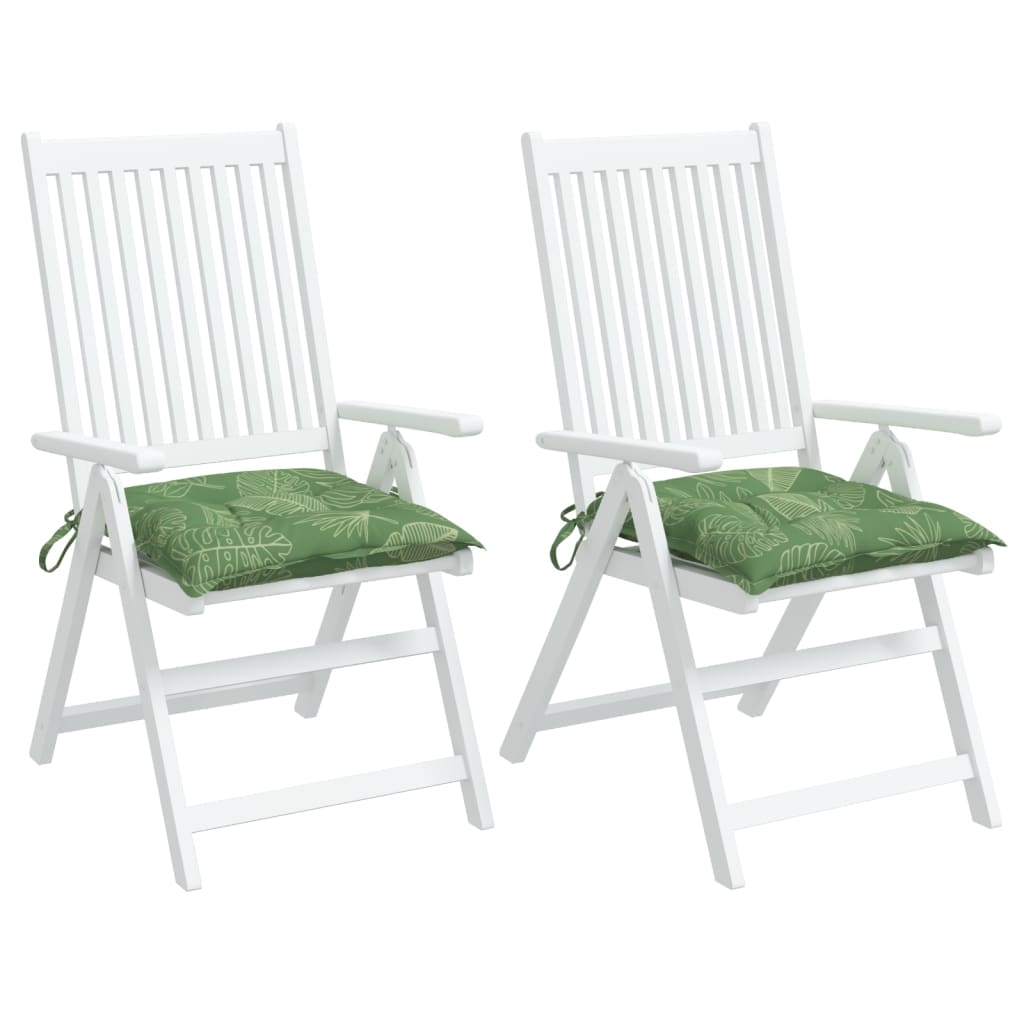 vidaXL Kėdės pagalvėlės, 2vnt., 40x40x7cm, audinys, su lapais