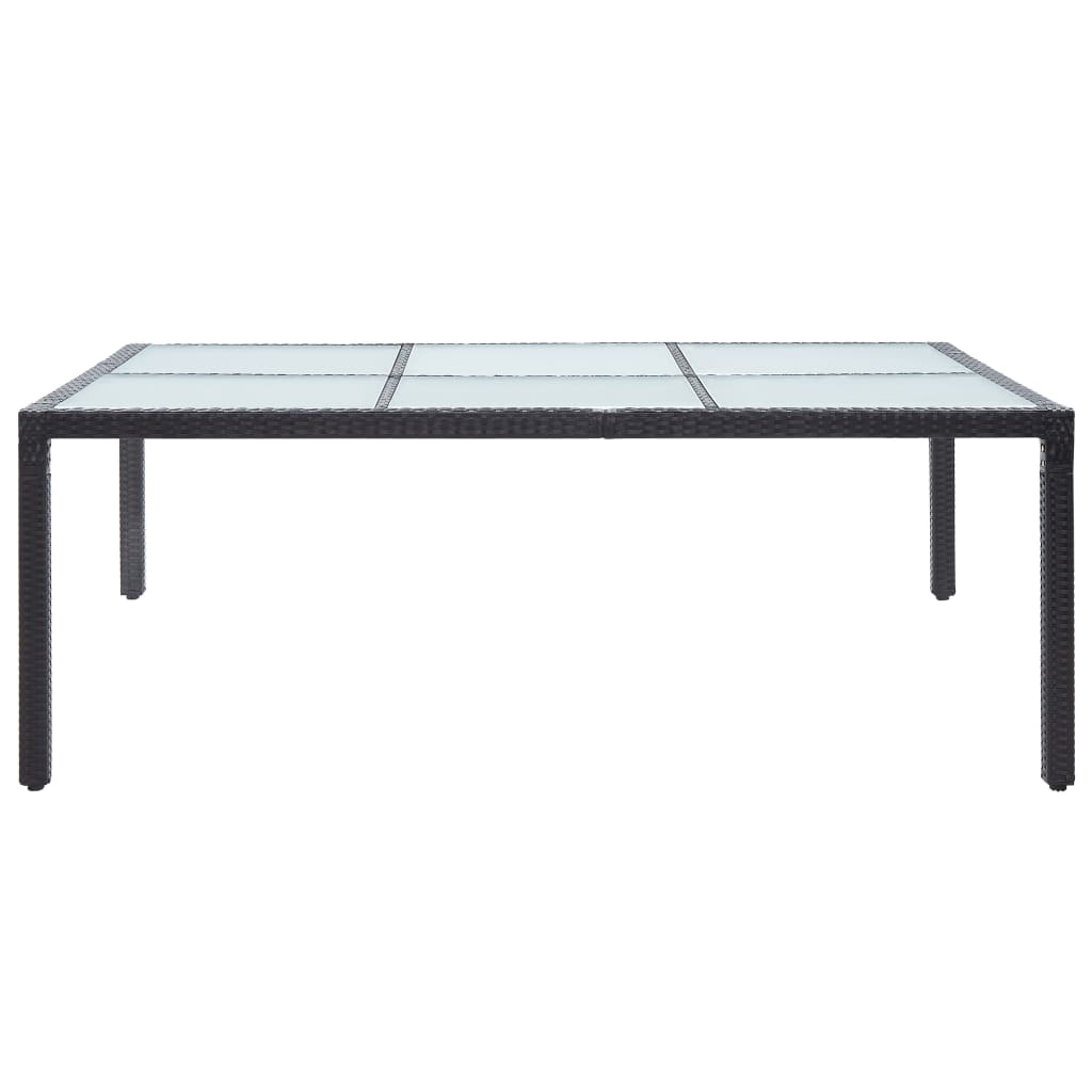 vidaXL Lauko valgomojo stalas, juodas, 200x150x74cm, poliratanas