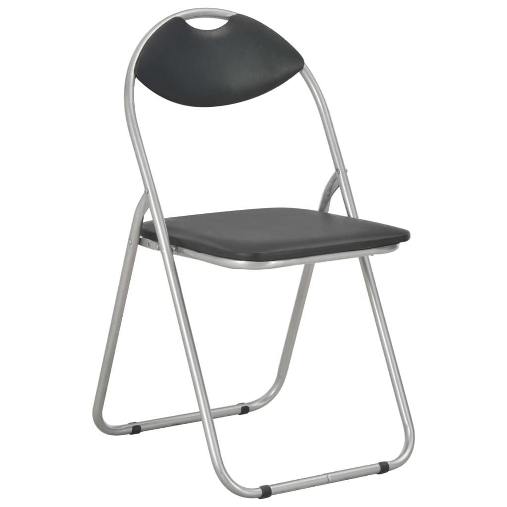 vidaXL Sulankstomos valgomojo kėdės, 2vnt., juodos sp., dirbtinė oda