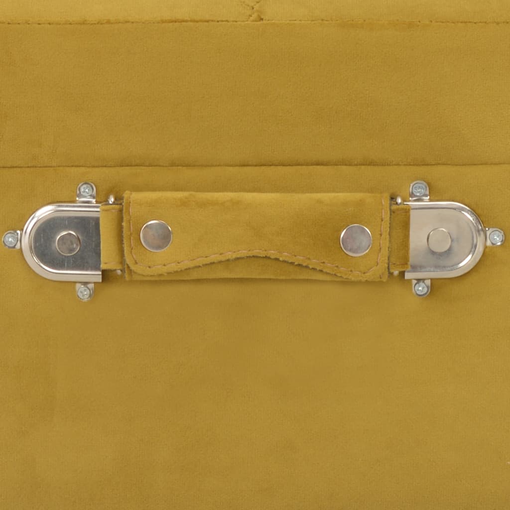 vidaXL Daiktadėžė-taburetė, garstyčių geltonos spalvos, 40cm, aksomas