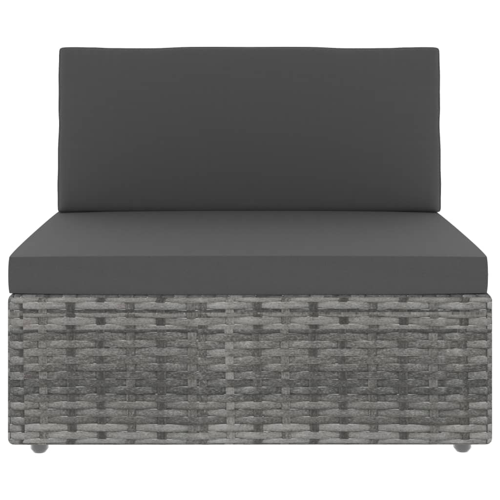 vidaXL Modulinė trivietė sofa, pilkos spalvos, poliratanas