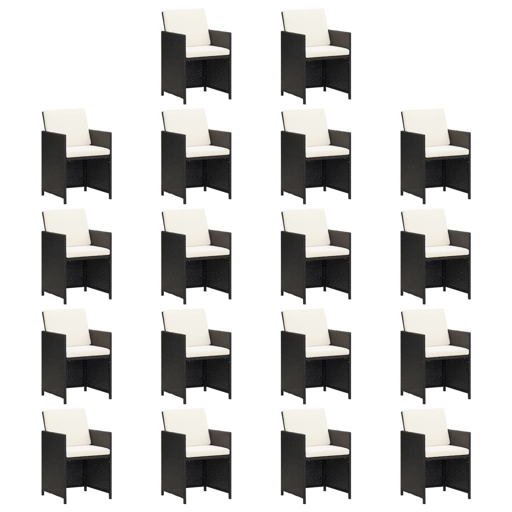 vidaXL Sodo komplektas su pagalvėlėmis, 19 dalių, juodas, poliratanas