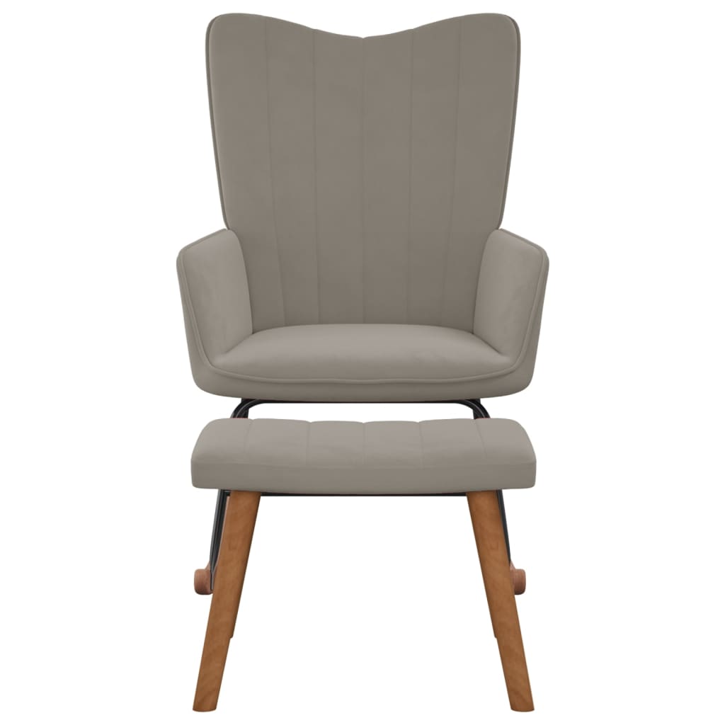 vidaXL Supama kėdė su pakoja, šviesiai pilkos spalvos, aksomas